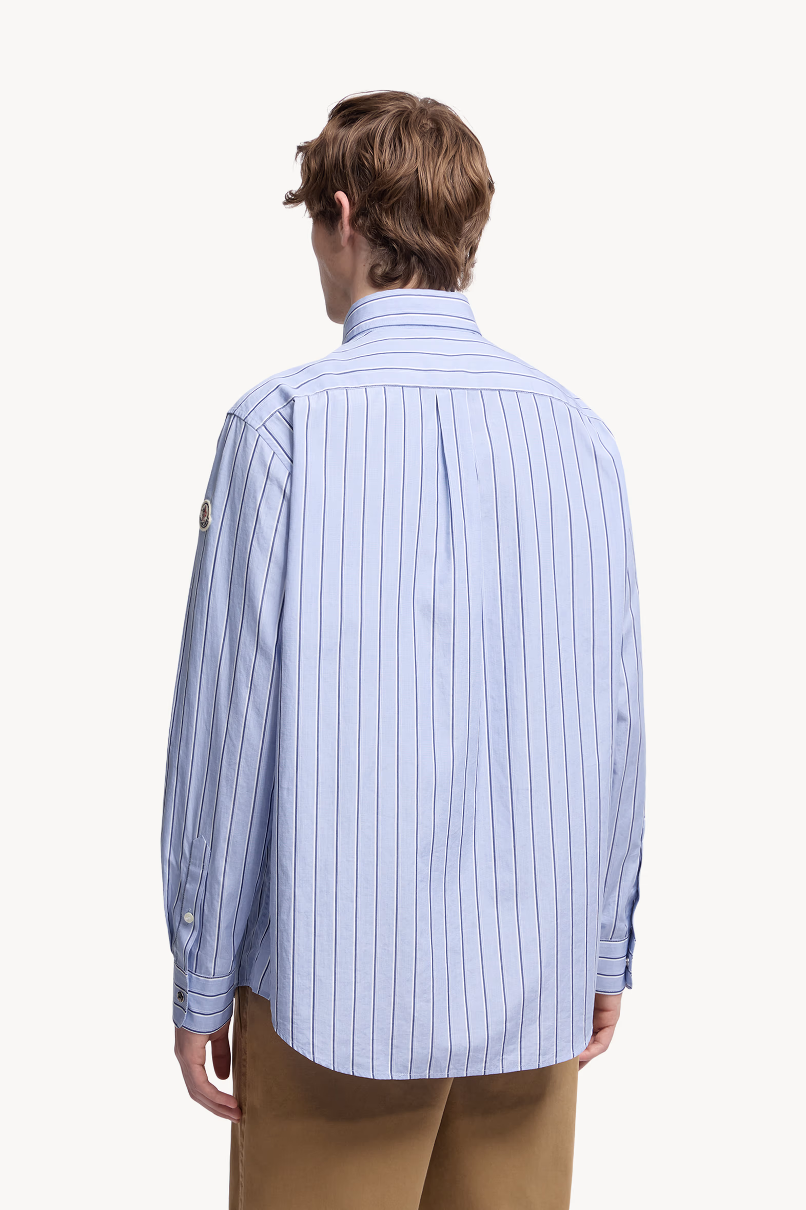 Striped Oxford Cotton Long Sleeve Shirt Men Light Blue Moncler 5